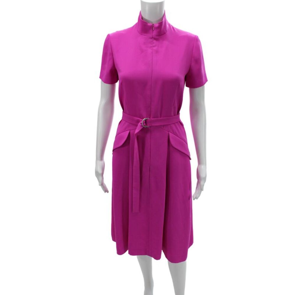 Petrovitch & Robinson Women Sheath Dress Pink High Neck Short Sleeve Size 36